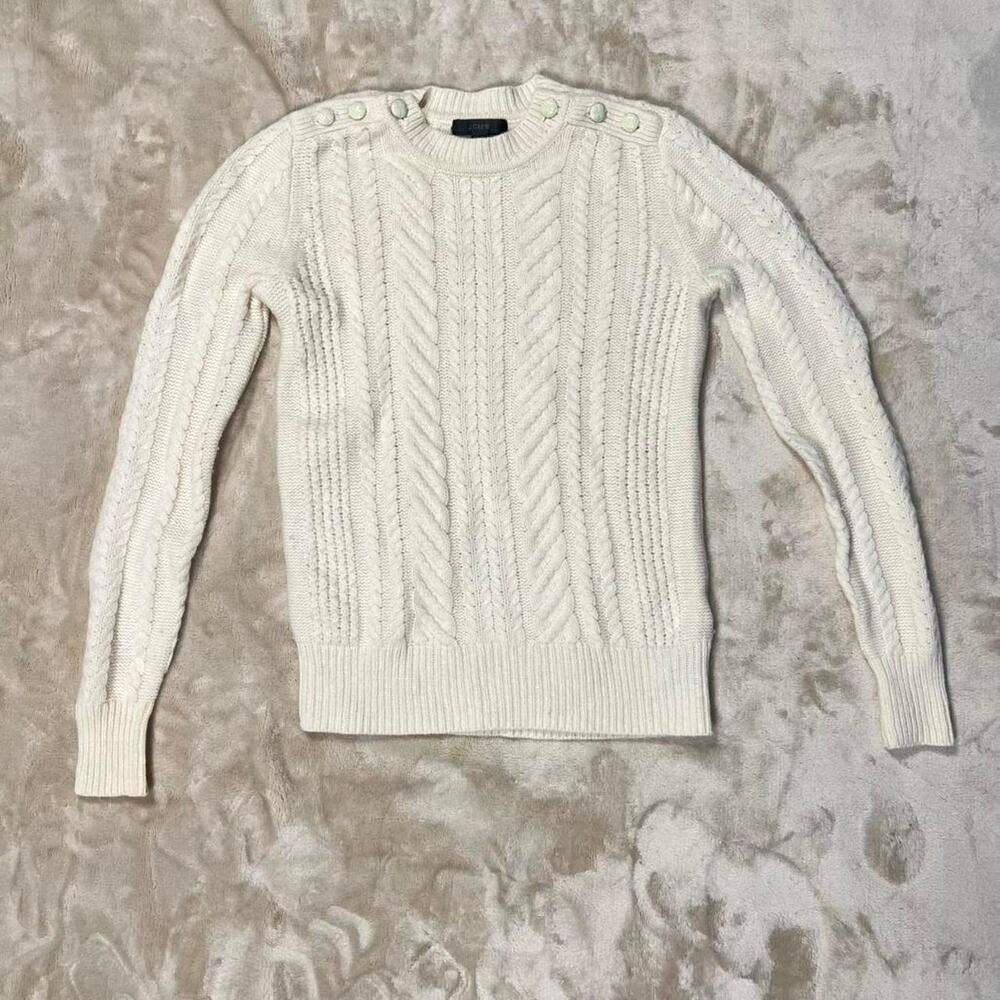 J.Crew Ivory Wool  Cable-Knit Sweater XXS